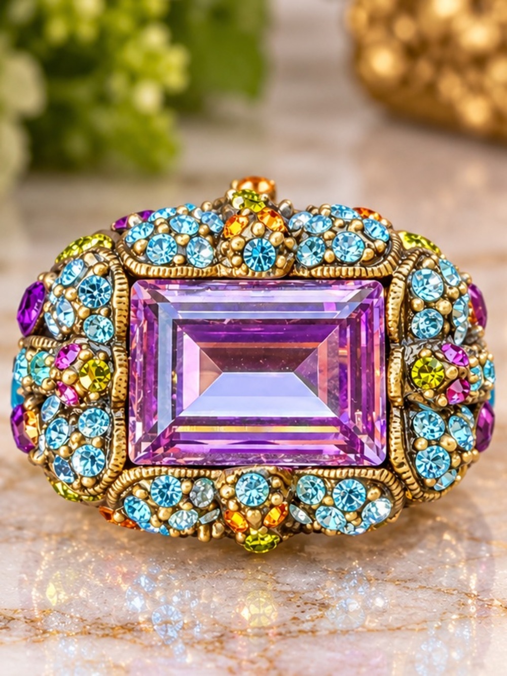 Heidi Daus “Damselfly” Swarovski Crystal Rare Vintage Statement Ring *Size 8.5